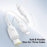 Cablu Baseus Silky (P10377706213-00), Fast Charge, Type-C to Micro-USB, Lightning, USB-C, 100W, 1.5m, Moon White