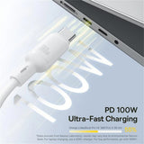Cablu Baseus Silky (P10377706213-00), Fast Charge, Type-C to Micro-USB, Lightning, USB-C, 100W, 1.5m, Moon White