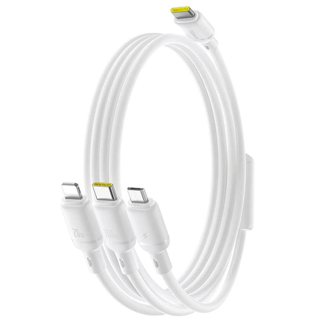 Cablu Baseus Silky (P10377706213-00), Fast Charge, Type-C to Micro-USB, Lightning, USB-C, 100W, 1.5m, Moon White
