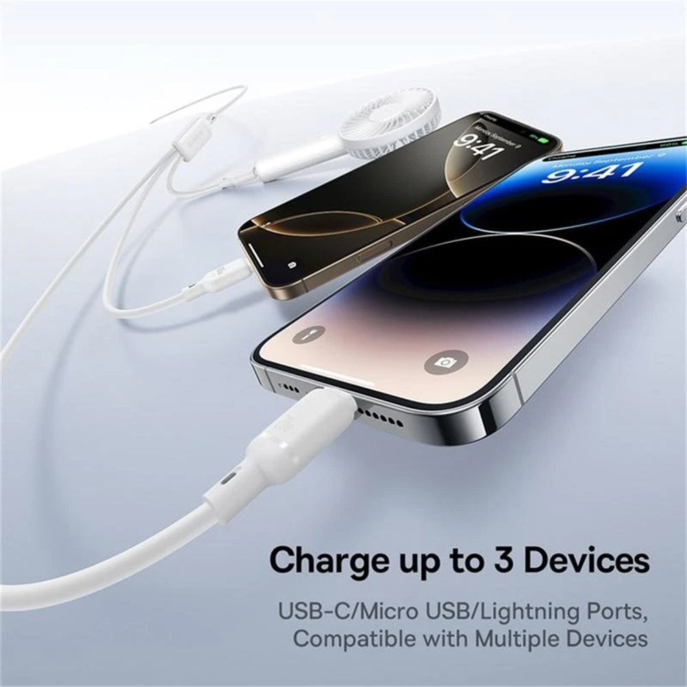 Cablu Baseus Silky (P10377706213-00), Fast Charge, Type-C to Micro-USB, Lightning, USB-C, 100W, 1.5m, Moon White