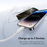 Cablu Baseus Silky (P10377706213-00), Fast Charge, Type-C to Micro-USB, Lightning, USB-C, 100W, 1.5m, Moon White