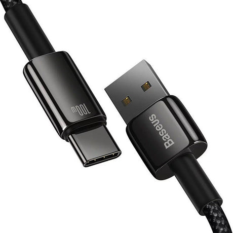 Cablu Baseus Tungsten Gold (CAWJ000001), USB to Type-C, Super Fast Charge, 100W, 480Mbps, 1m, Negru