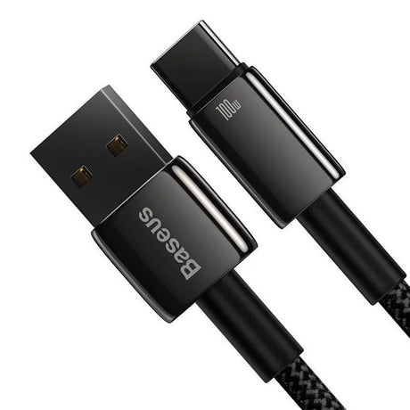 Cablu Baseus Tungsten Gold (CAWJ000001), USB to Type-C, Super Fast Charge, 100W, 480Mbps, 1m, Negru