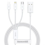 Cablu Baseus (P10377705213-00), Fast Charge, USB to USB-C, Lightning, Micro-USB, 100W, 480Mbps, 1.5m, Alb