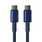 Cablu Baseus Tungsten Gold (P10319800321-03), Type-C to Type-C, Super Fast Charge, 100W, 480Mbps, 1m, Bleumarin