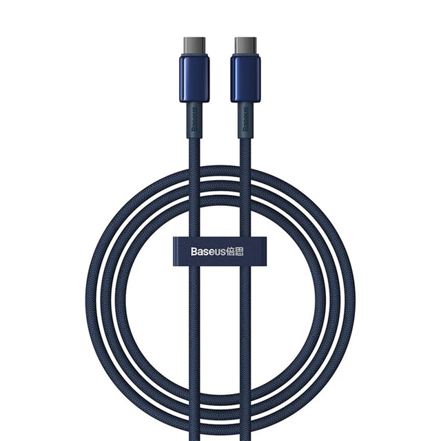 Cablu Baseus Tungsten Gold (P10319800321-03), Type-C to Type-C, Super Fast Charge, 100W, 480Mbps, 1m, Bleumarin