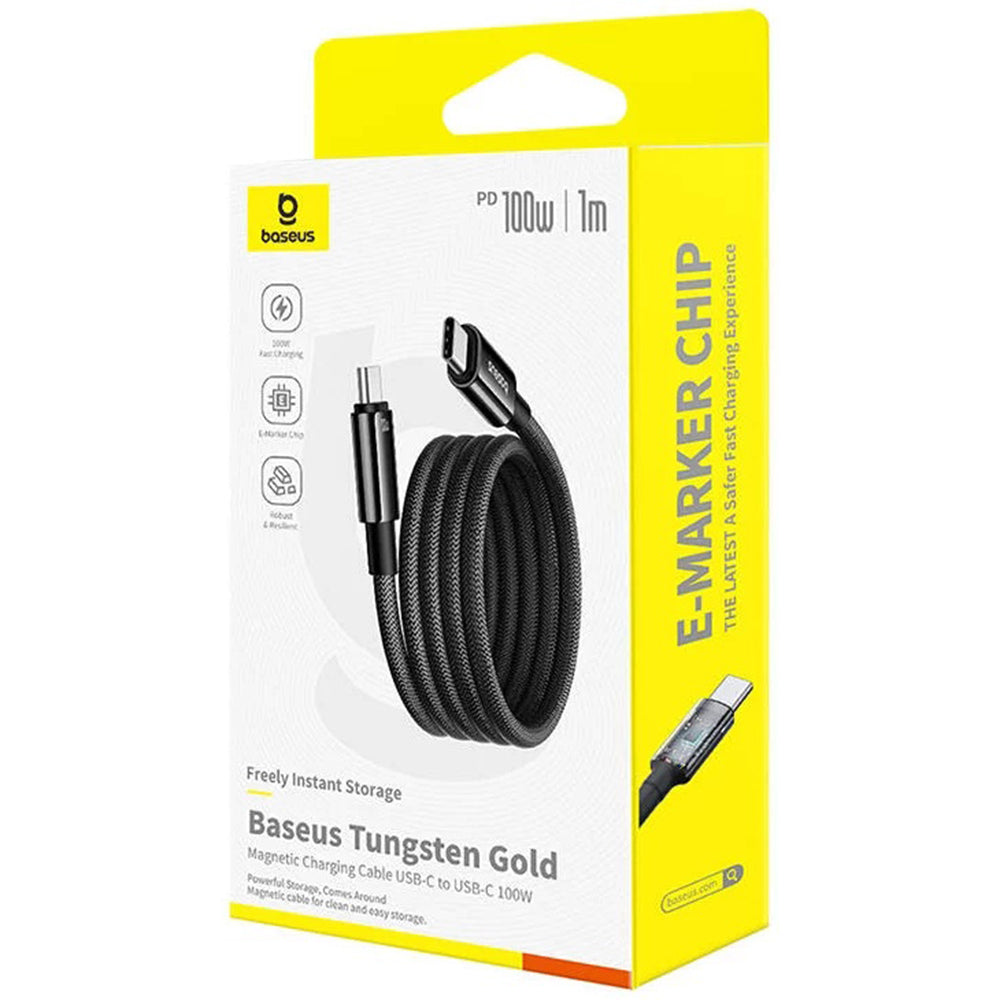 Cablu Baseus Tungsten Gold (P10319805111-00), Type-C to Type-C, Super Fast Charge, 100W, 480Mbps, 1m, Negru