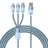 Cablu Baseus StarSpeed (CAXS000017), Fast Charging, USB to Lightning, Micro-USB, USB-C, 5V/3.5A, 1.2m, Albastru
