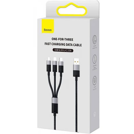 Cablu Baseus StarSpeed (CAXS000001), Fast Charging, USB to Lightning, Micro-USB, USB-C, 20W, 5V/3.5A, 1.2m, Negru
