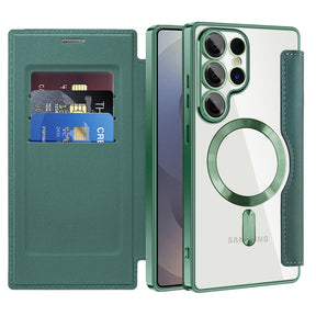 Husa de protectie Techsuit SmartMag Book compatibil cu Samsung Galaxy S25 Ultra, Verde
