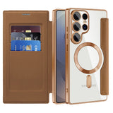 Husa de protectie Techsuit SmartMag Book compatibil cu Samsung Galaxy S25 Ultra, Maro
