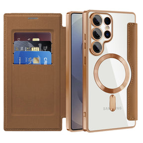 Husa de protectie Techsuit SmartMag Book compatibil cu Samsung Galaxy S25 Ultra, Maro