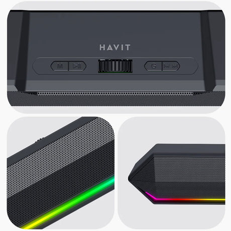 Casti Havit Wireless Speaker (SK772BT), for Gaming, USB-C, Bluetooth 5.3, TWS, LED Lights, AUX, TF, USB, 10W, 1200mAh, Negru