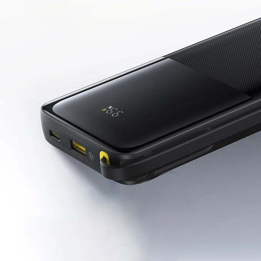 Baterie externa Baseus Bipow 2 (P10077101113-00), with Built-in USB-C Cable, Type-C, USB, Smart Display, 10000mAh, 20W, Negru