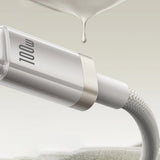 Cablu Baseus Titanium (P10378102G21-00), USB to Type-C 100W, Fast Charging, 480Mbps, Naylon, 1m, Argintiu
