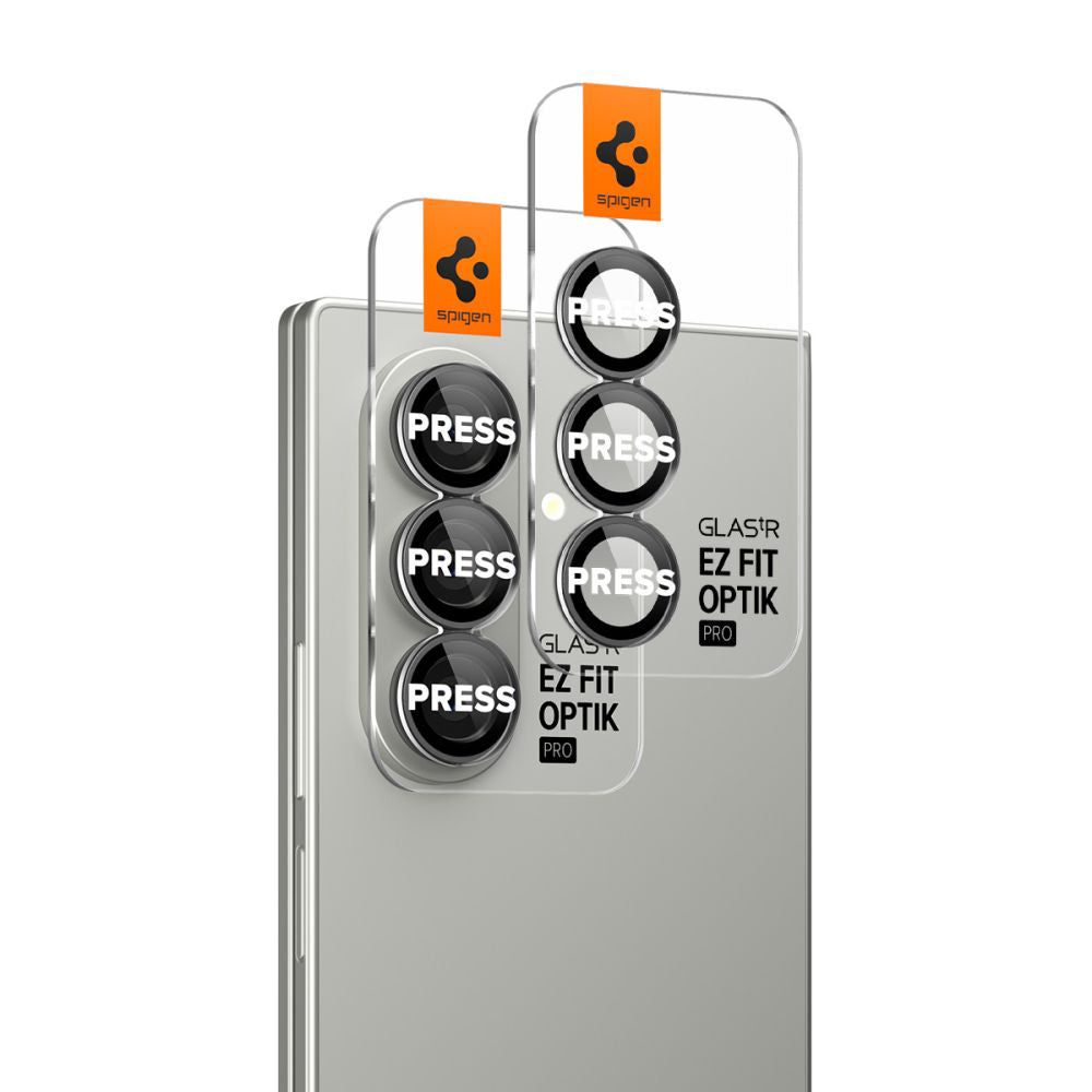 Folie de protectie Spigen (set de 2) Optik.tR EZ Fit Pro HD Camera Glass (AGL09581) compatibil cu Samsung Galaxy Z Fold7, Negru