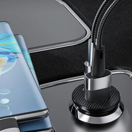 Incarcator Techsuit Premium Car MiniFuseX (C4), Fast Charge, Mini Design, 2in1 USB QC 4.0, Type-C PD20W, ABS, Negru