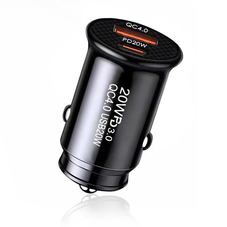 Incarcator Techsuit Premium Car MiniFuseX (C4), Fast Charge, Mini Design, 2in1 USB QC 4.0, Type-C PD20W, ABS, Negru