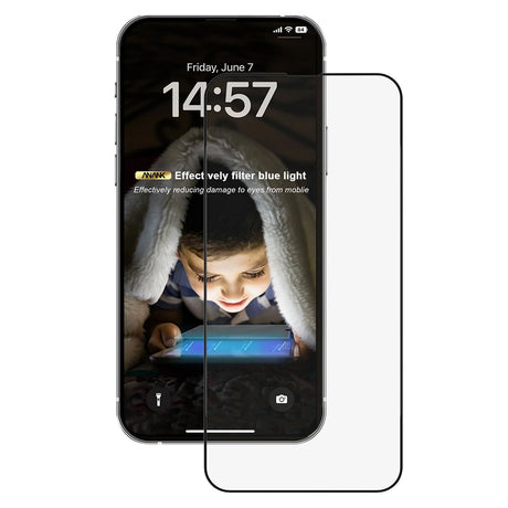 Folie de protectie ANANK 2.5D Anti-blue Light compatibil cu iPhone 15 Pro, Negru