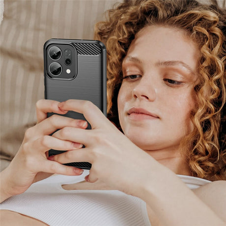Husa de protectie Techsuit Carbon Silicone compatibil cu Oppo Reno14 F / Reno14 FS 5G, Negru