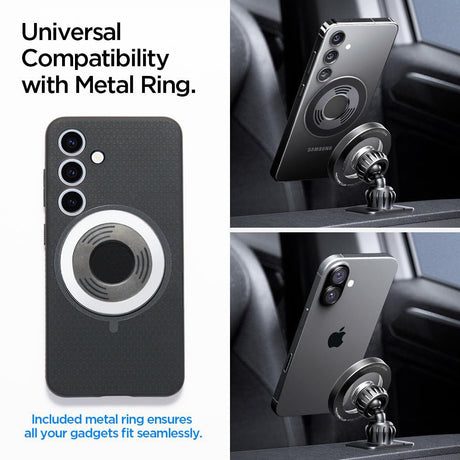 Suport Spigen MFT13 (ACP08315), MagSafe, for Dashboard, Air Vent, 360° Rotation, Magnetic Grip, Universal, Adjustable, Argintiu
