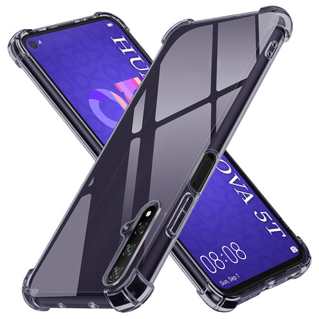 Husa de protectie Techsuit Shockproof Clear Silicone compatibil cu Huawei Nova 5T / Honor 20, Negru Fumuriu