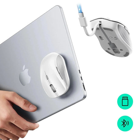 Tastatura/Mouse ESR Wireless Mouse MagMouse (6H0020301), Magnetic Grip, Built-in Type-C Cable, 800-4800DPI, Alb