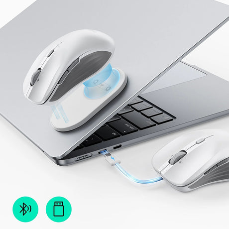 Tastatura/Mouse ESR Wireless Mouse MagMouse (6H0020301), Magnetic Grip, Built-in Type-C Cable, 800-4800DPI, Alb