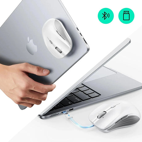 Tastatura/Mouse ESR Wireless Mouse MagMouse (6H0020301), Magnetic Grip, Built-in Type-C Cable, 800-4800DPI, Alb