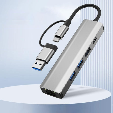 Hub/Dock Techsuit Docking Station BoostNetLink 5in2 (H3), USB, Type-C to 3x USB, 1x USB-C, Ethernet RJ45, 1000Mbps, Gri
