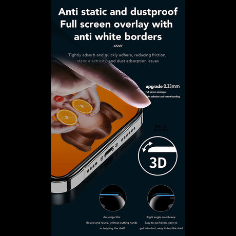 Folie de protectie ANANK 2.5D 2X Reinforced Privacy with Installation Box compatibil cu iPhone 15, Negru