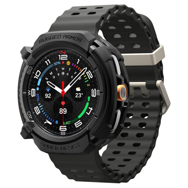 Accesoriu smartwatch Spigen Rugged Armor (ACS10012) compatibil cu Samsung Galaxy Watch8 Classic, Negru Mat