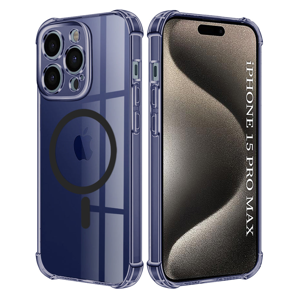 Husa de protectie Techsuit Shockproof Clear Silicone MagSafe compatibil cu iPhone 15 Pro Max, Negru Fumuriu