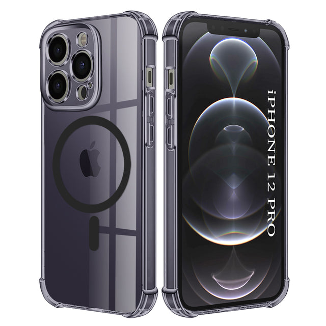 Husa de protectie Techsuit Shockproof Clear Silicone MagSafe compatibil cu iPhone 12 Pro, Negru Fumuriu
