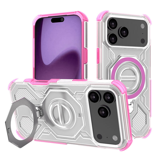 Husa de protectie Techsuit Carbon Shield PRO compatibil cu iPhone 17 Pro Max, Roz Transparent