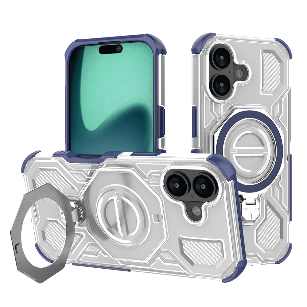 Husa de protectie Techsuit Carbon Shield PRO compatibil cu iPhone 17, Albastru Transparent
