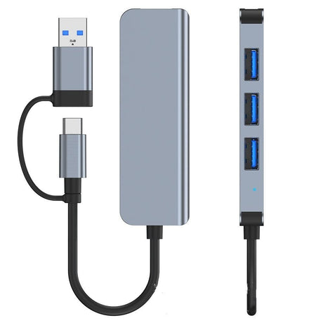 Hub/Dock Techsuit Docking Station DataBridge 4 in 1 (H8), USB, Type-C to USB 3.0, 3x USB 2.0, Gri