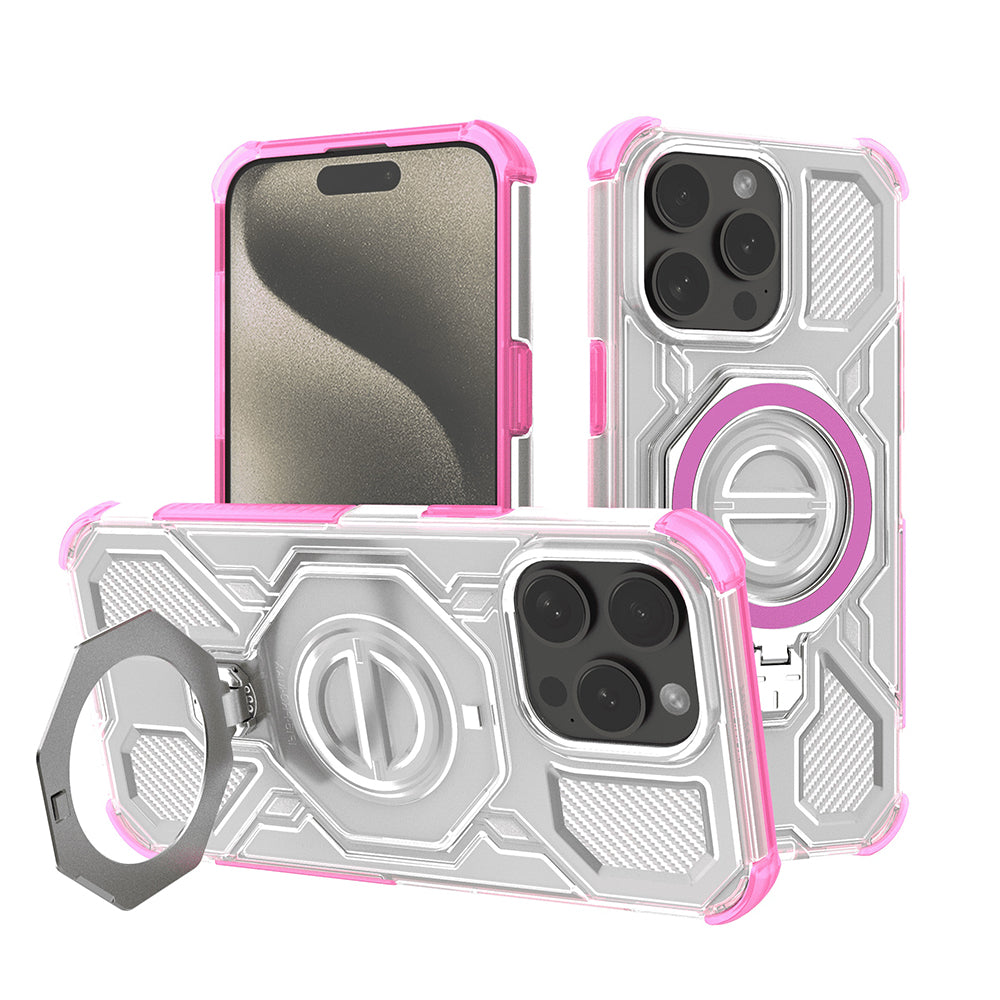 Husa de protectie Techsuit Carbon Shield PRO compatibil cu iPhone 15 Pro, Roz Transparent