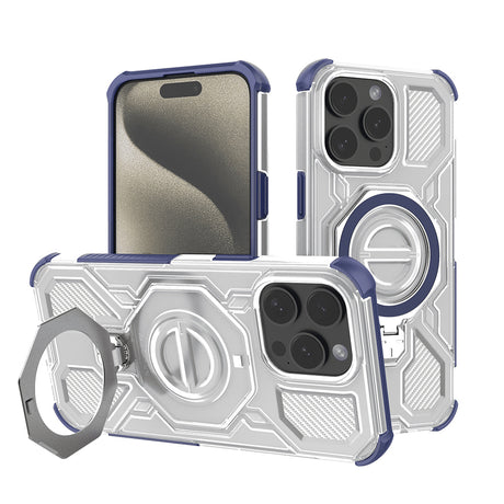 Husa de protectie Techsuit Carbon Shield PRO compatibil cu iPhone 15 Pro, Albastru Transparent