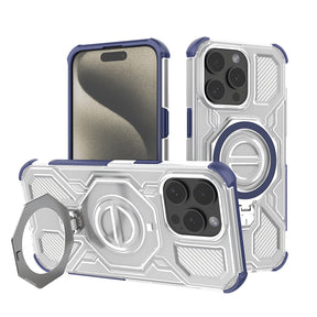 Husa de protectie Techsuit Carbon Shield PRO compatibil cu iPhone 15 Pro Max, Albastru Transparent