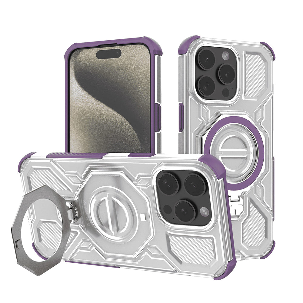Husa de protectie Techsuit Carbon Shield PRO compatibil cu iPhone 15 Pro Max, Mov Transparent