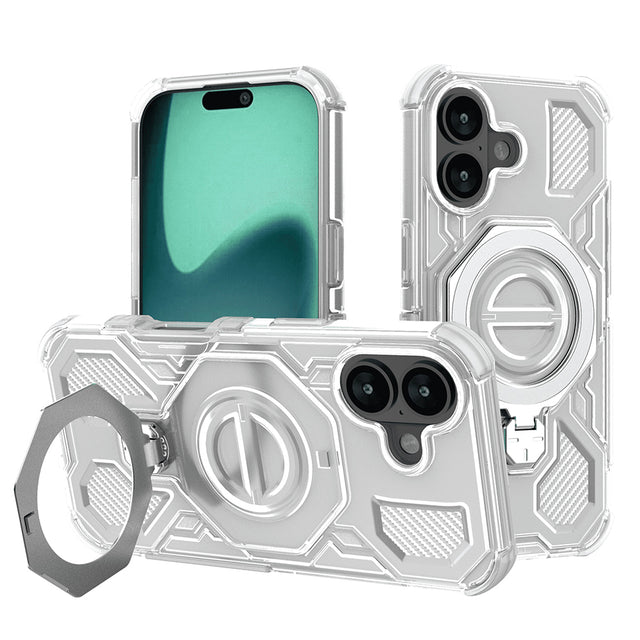Husa de protectie Techsuit Carbon Shield PRO compatibil cu iPhone 16, Alb Transparent