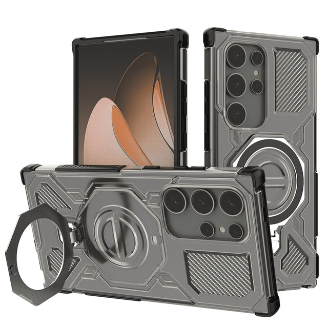Husa de protectie Techsuit Carbon Shield PRO compatibil cu Samsung Galaxy S24 Ultra, Negru Fumuriu
