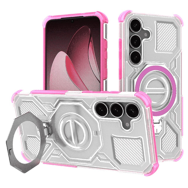 Husa de protectie Techsuit Carbon Shield PRO compatibil cu Samsung Galaxy S25, Roz Transparent
