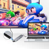 Hub/Dock Techsuit Docking Station TurboChargeX 6 in 1 (H5), Type-C to 2x USB, Type-C, HDMI, TF/SD Card, PD100W, 4K@30Hz, Gri