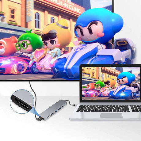 Hub/Dock Techsuit Docking Station TurboChargeX 6 in 1 (H5), Type-C to 2x USB, Type-C, HDMI, TF/SD Card, PD100W, 4K@30Hz, Gri