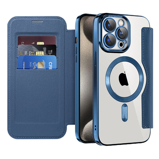 Husa de protectie Techsuit SmartMag Book compatibil cu iPhone 15 Pro Max, Albastru