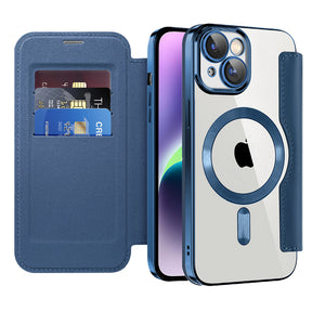 Husa de protectie Techsuit SmartMag Book compatibil cu iPhone 14 Plus, Albastru