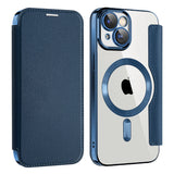 Husa de protectie Techsuit SmartMag Book compatibil cu iPhone 15 Plus, Albastru