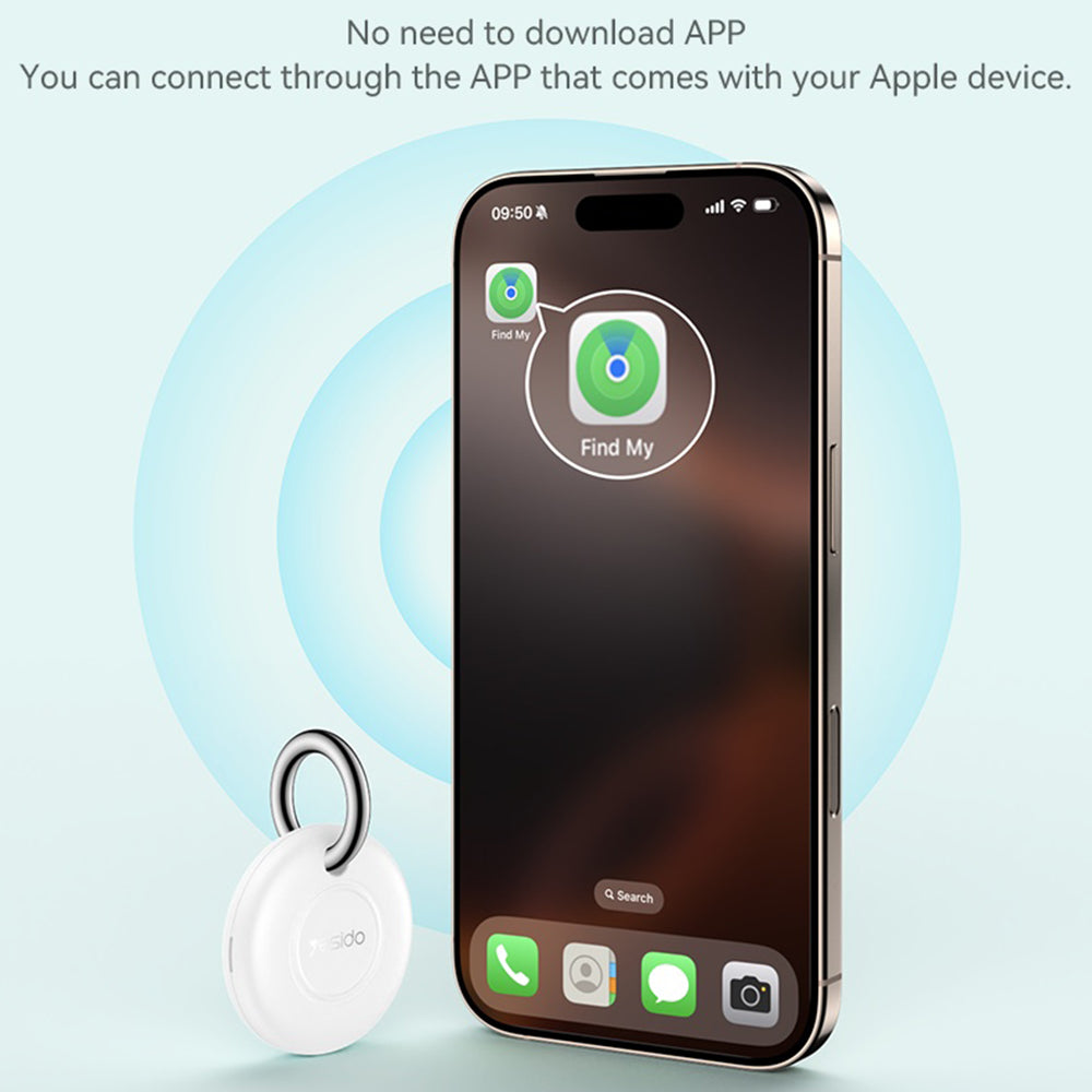 Gadget Yesido Smart Tracker (EC14), Works with "Apple Find My", 240mAh, Long Battery Life, MFi Certified, Alb